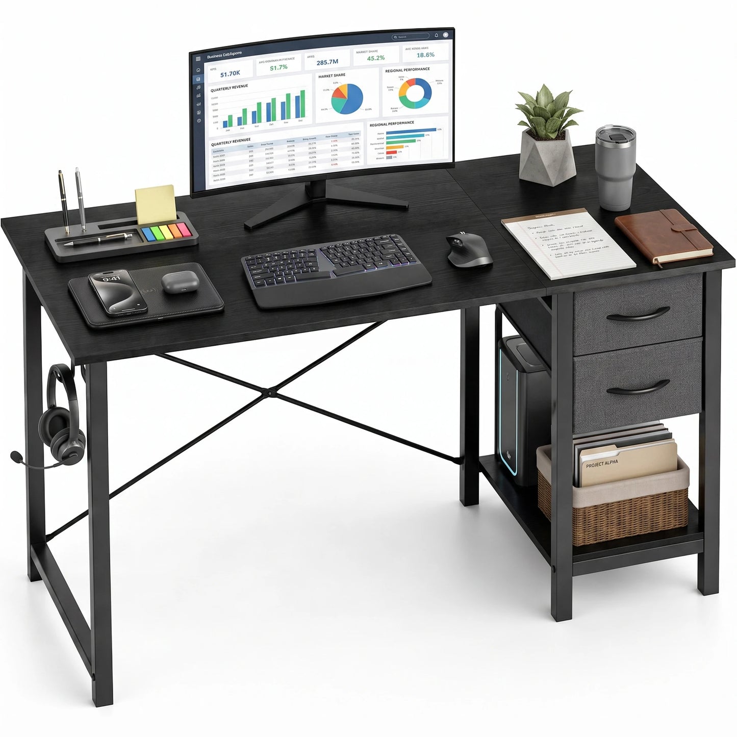 MCQ Standing Office Desk With Drawers And Storage