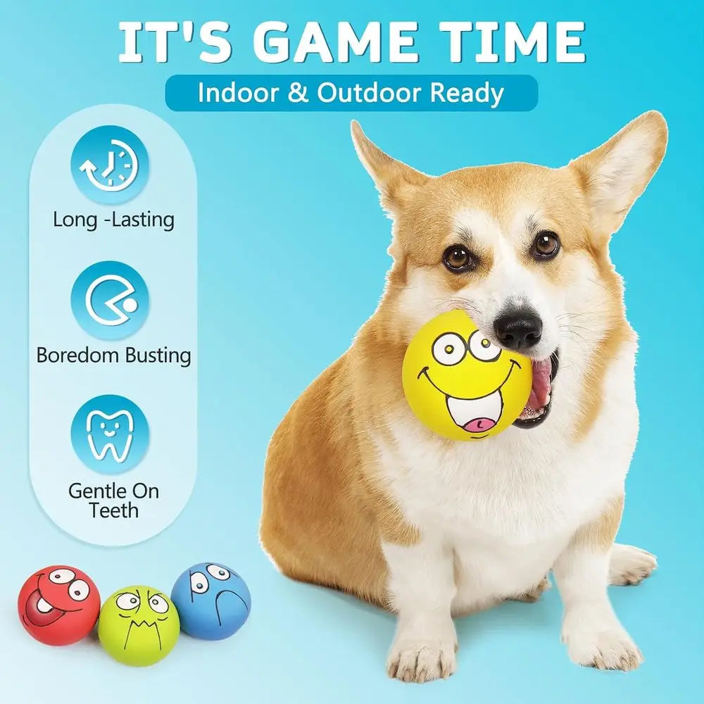 Four Pack Squeaky Dog Ball Toys For Puppies