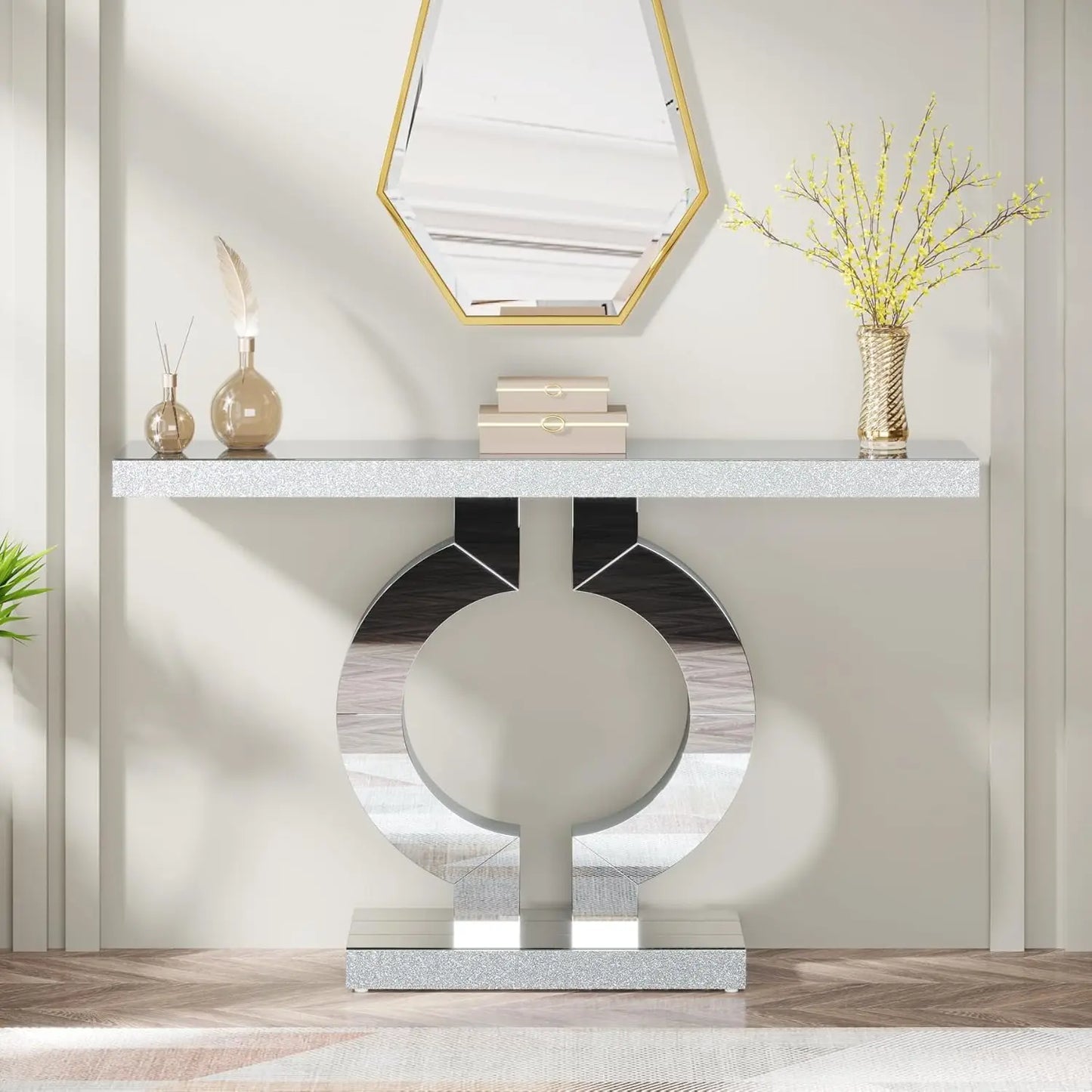 Tribesigns Modern Mirrored Console Entryway Table