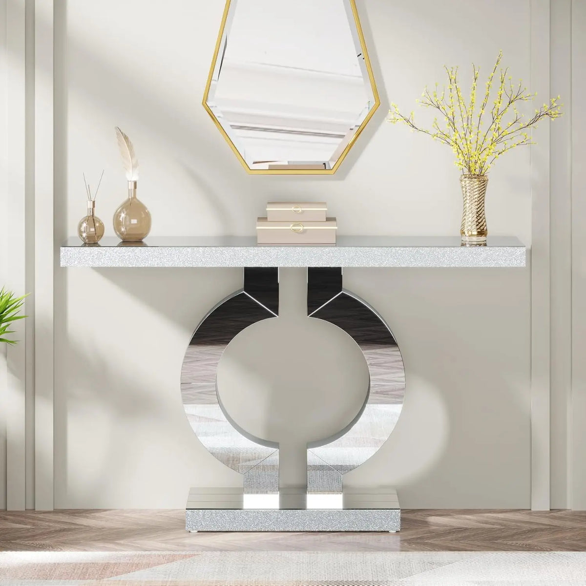 Tribesigns Modern Mirrored Console Table for Entryway