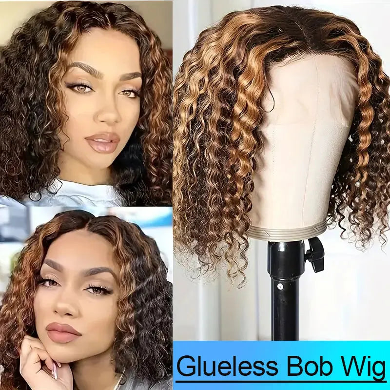 Smilegirl Deep Wave Bob Wig Human Hair Lace Front