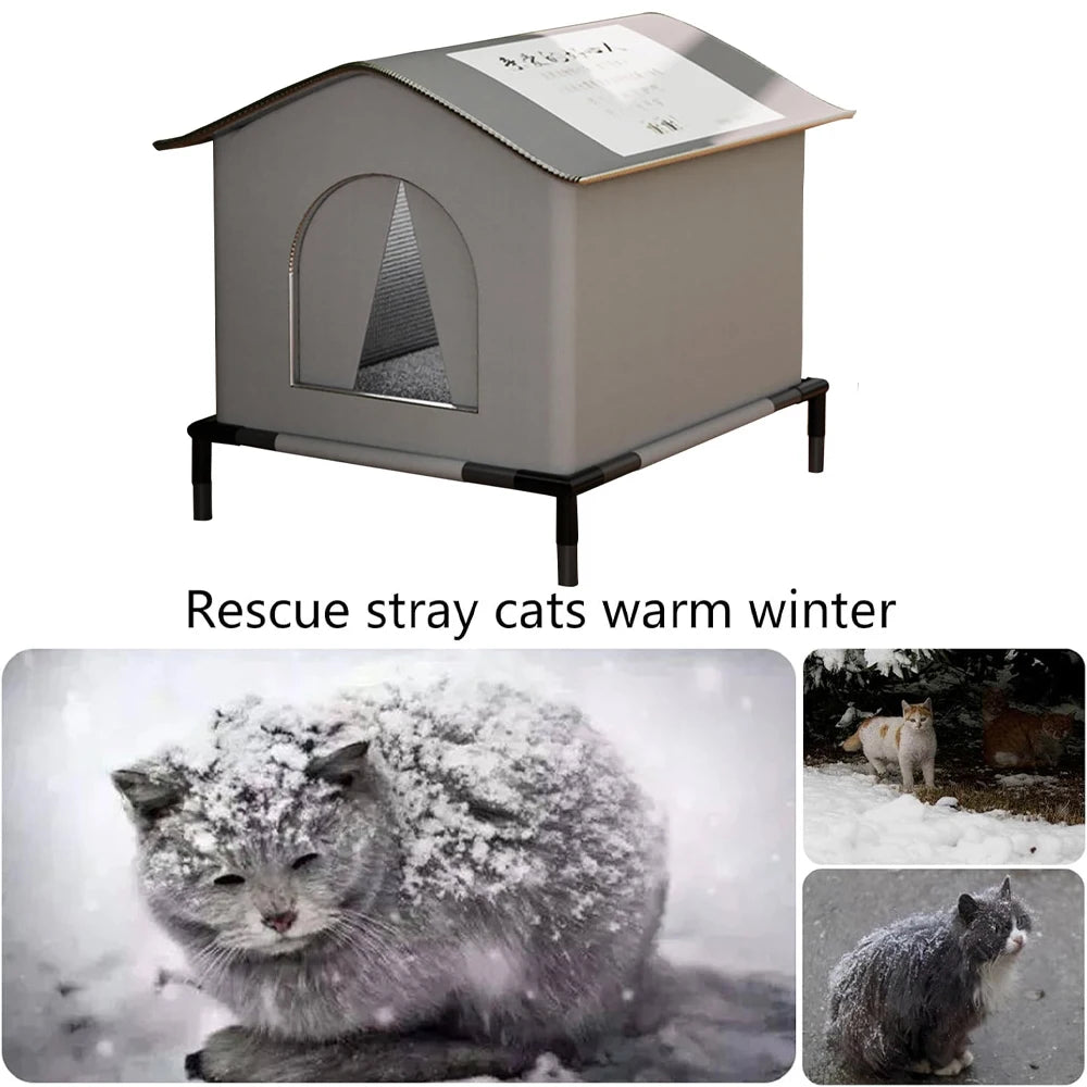 CWV Outdoor Cat House With Mat Waterproof Shelter