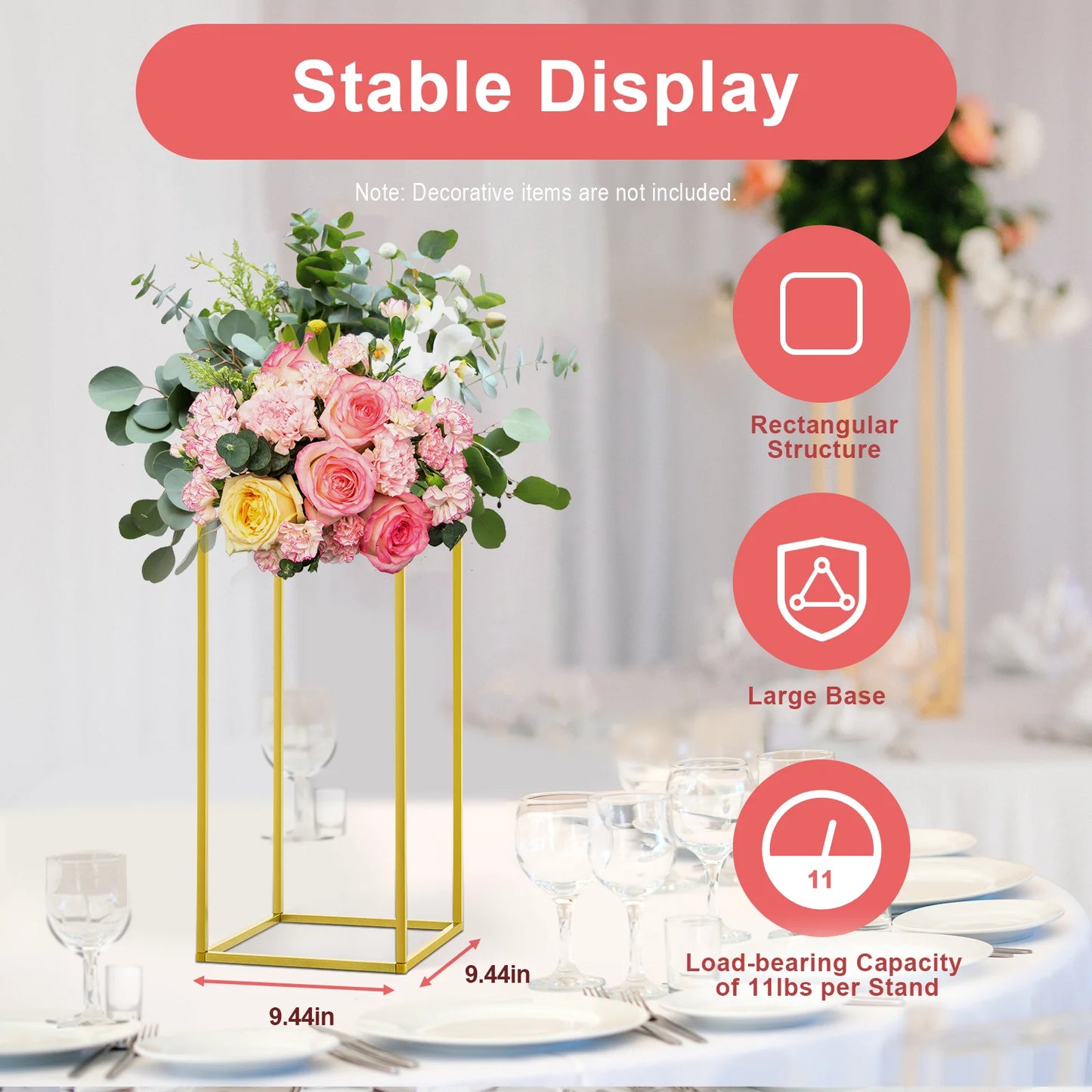 Metal Flower Stand Floor 10 Pieces For Wedding Decor