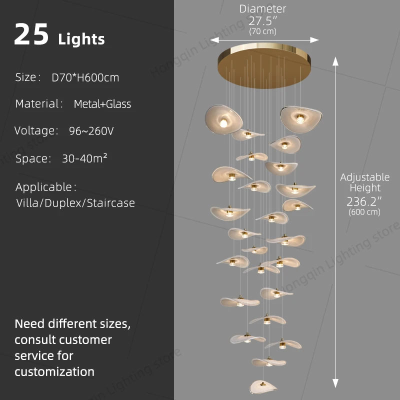 Yingxuan Luxury Staircase Pendant Light Chandelier