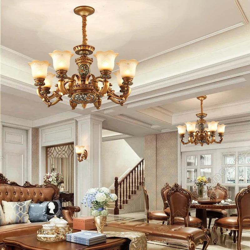 HAILUNBAO European Retro Atmospheric Chandelier Pendant Lamp