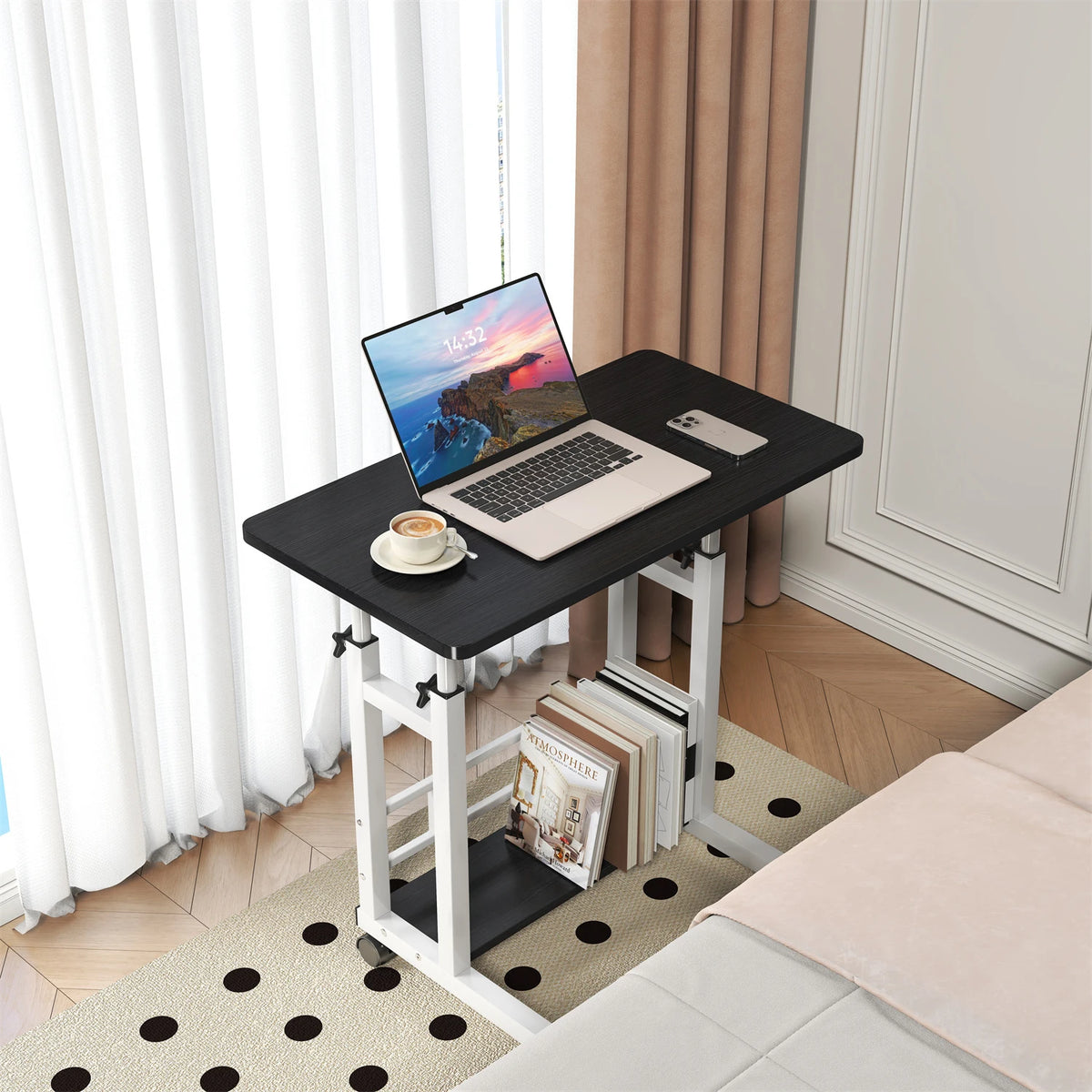 HiMISS Adjustable Mobile Standing Desk With Storage