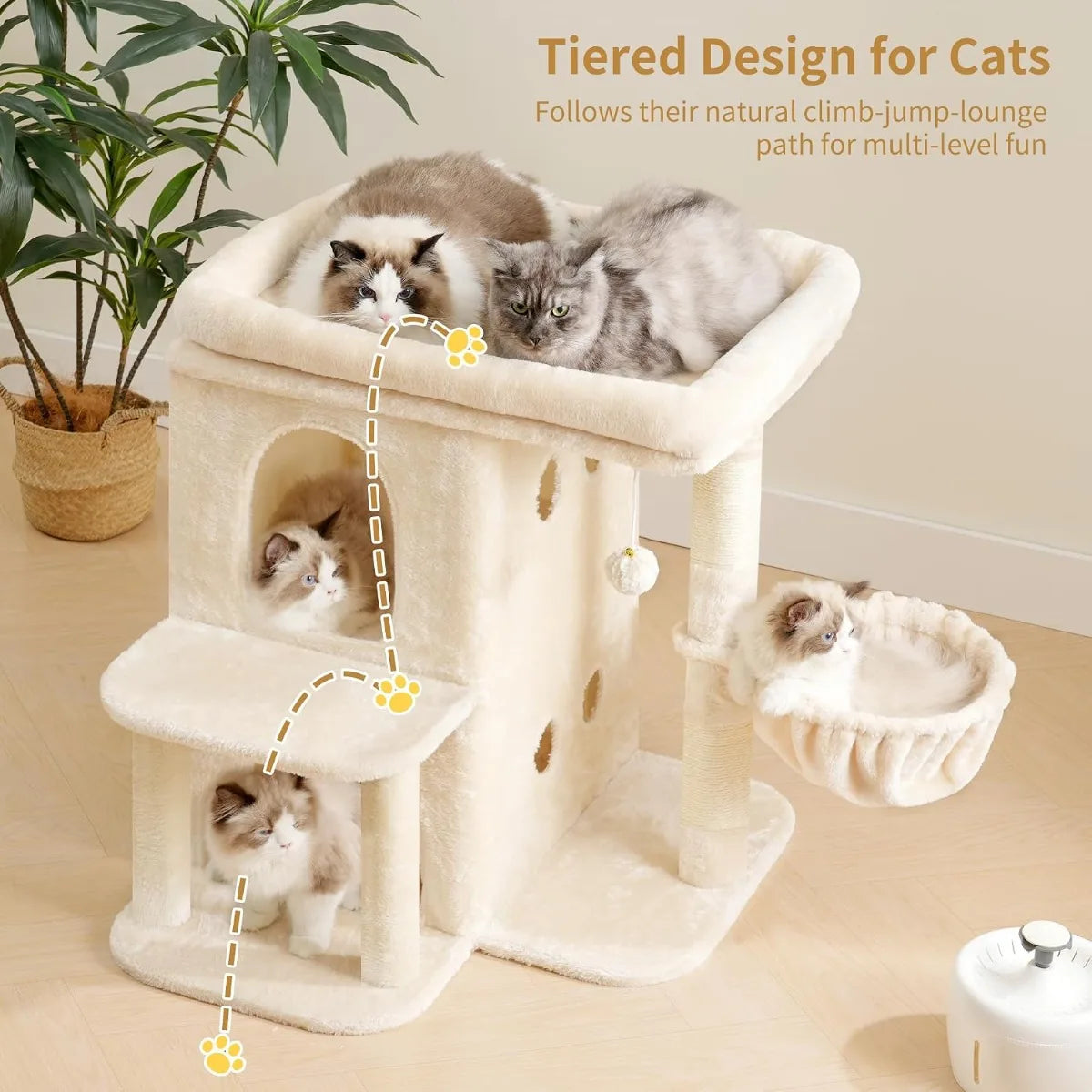 NBVCX Cat Tree With Large Perch And Dual Condos