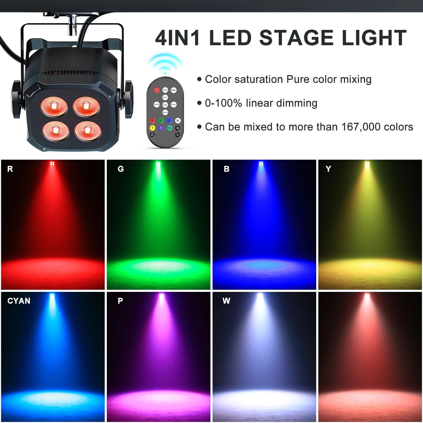 U'King 4x8W RGB Par Lights DMX DJ Stage Light