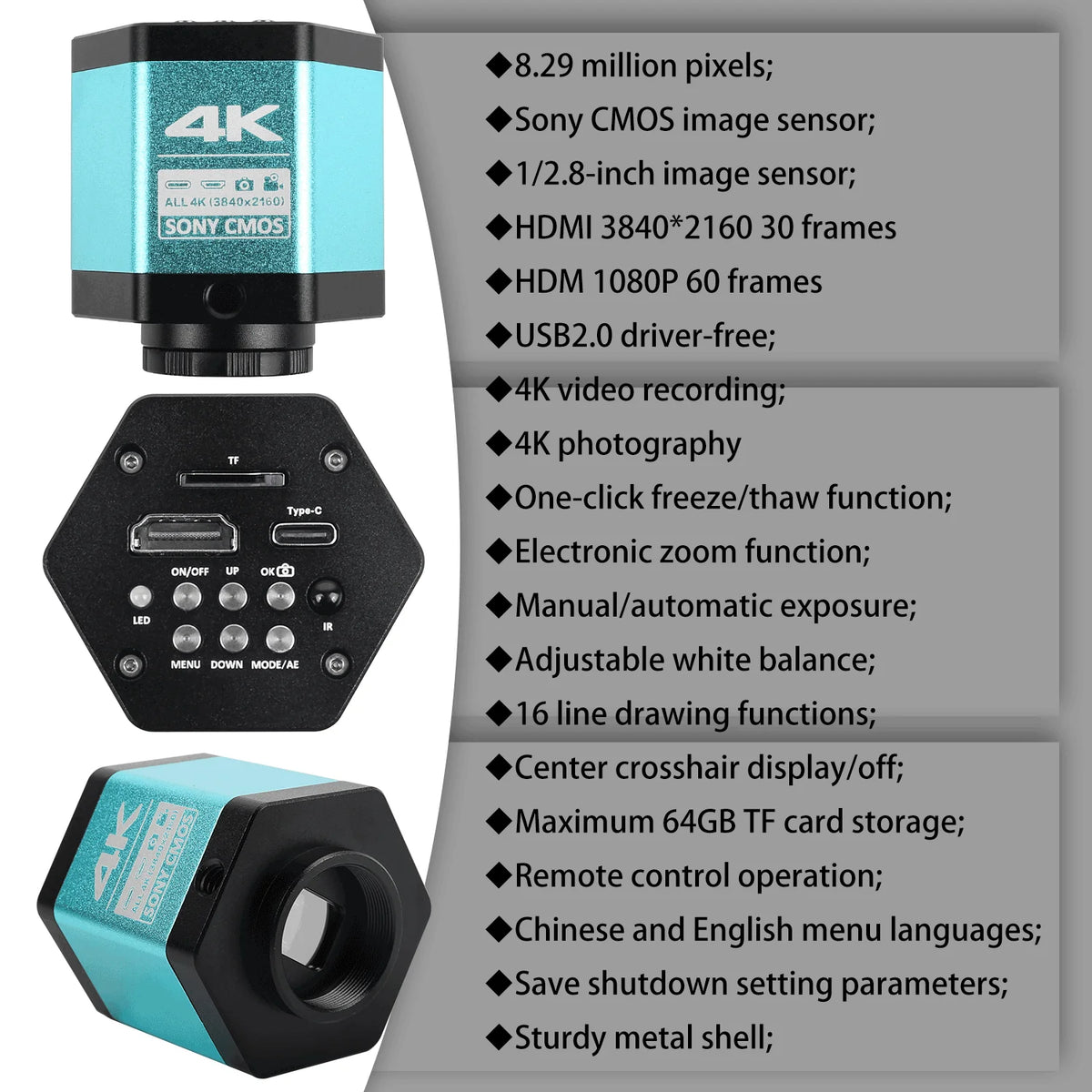 YIZHAN 4K Digital Microscope Camera With HDMI Output
