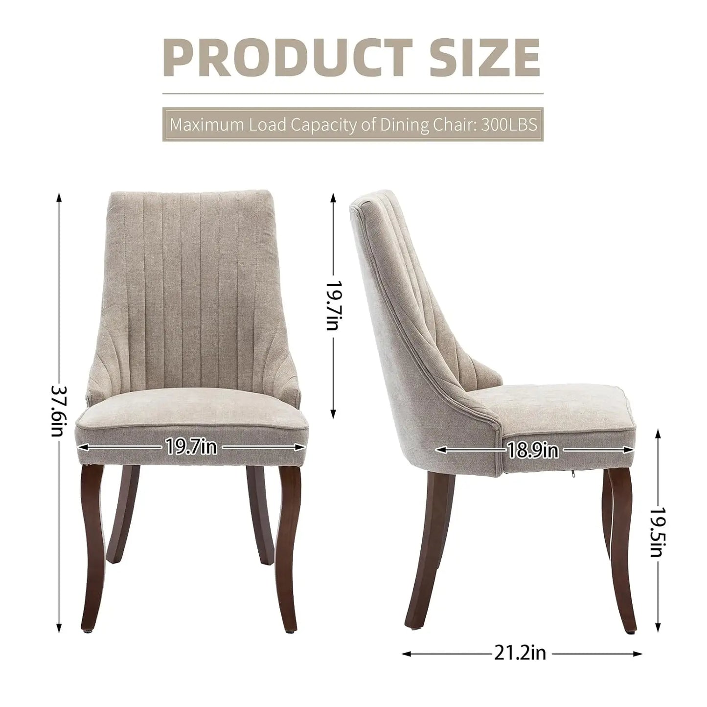 Linen Tufted Dining Chair Set With Wood Legs