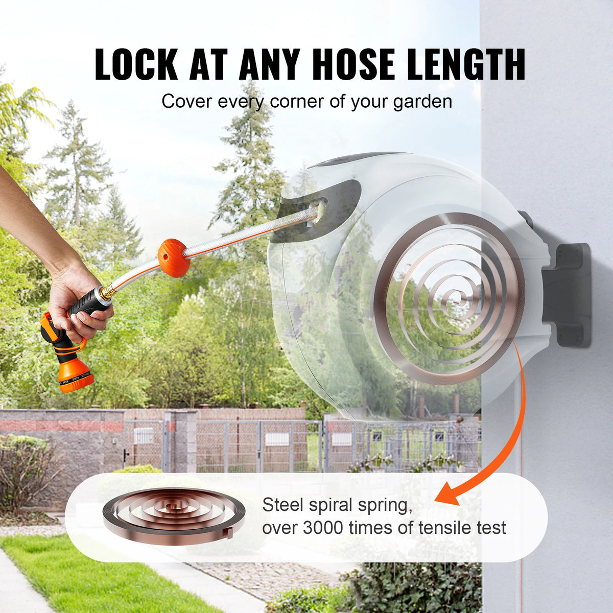 SucceBuy Automatic Retractable Garden Hose Reel