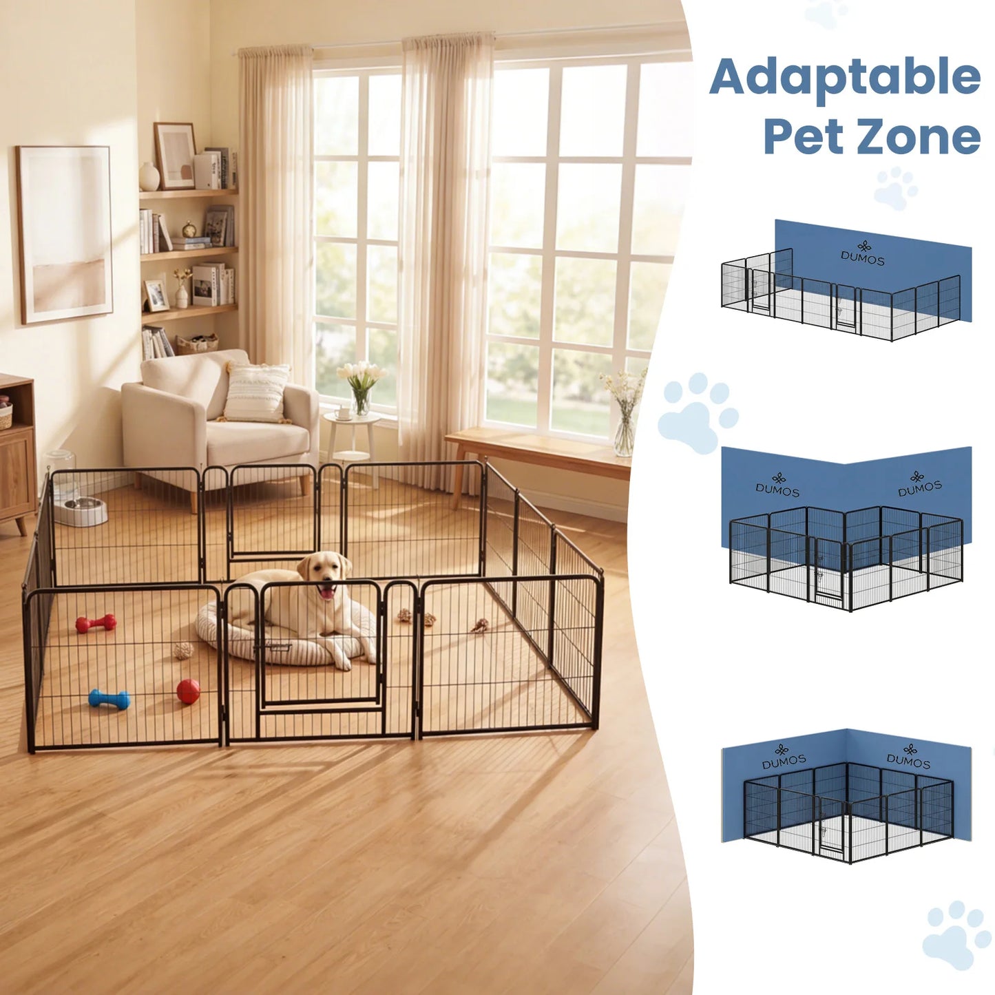 JHK Metal Dog Playpen 12 Panels Foldable Outdoor Fence