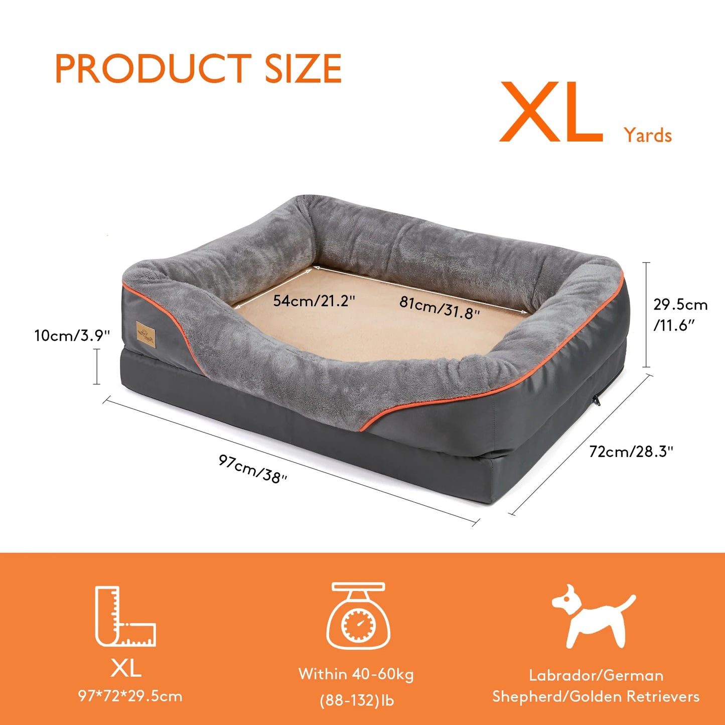 BINGOPAW Large Dog Bed With Removable Washable Cover