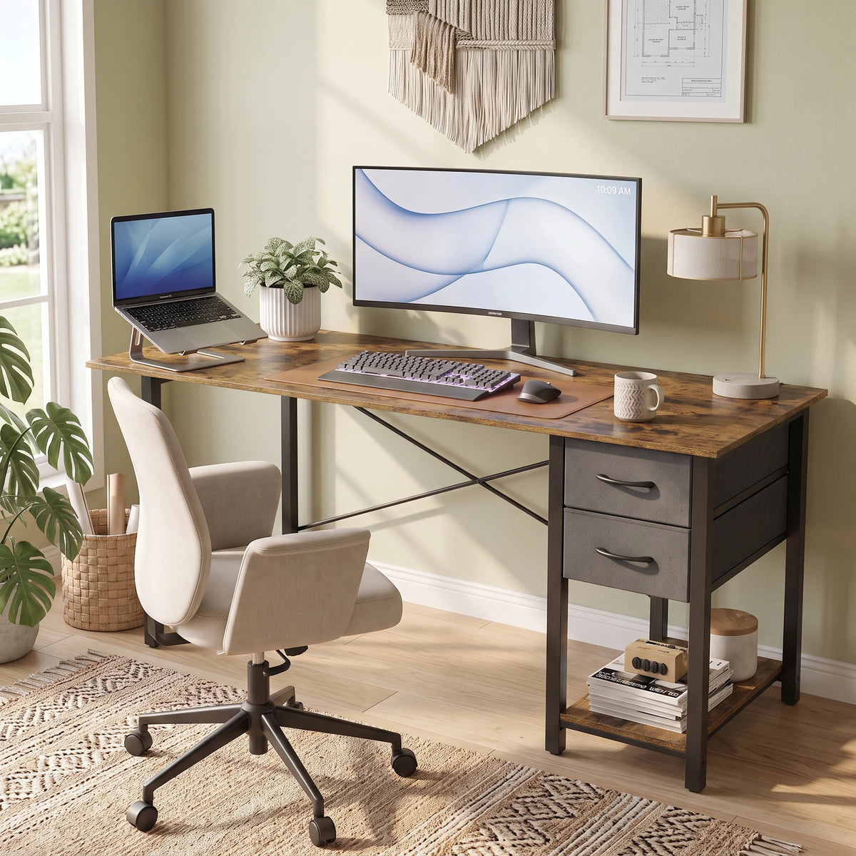 MCQ Standing Office Desk With Drawers And Storage