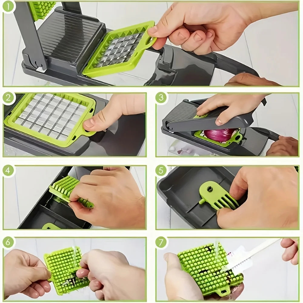Upwork 16 In 1 Manual Vegetable Chopper With 8 Blades