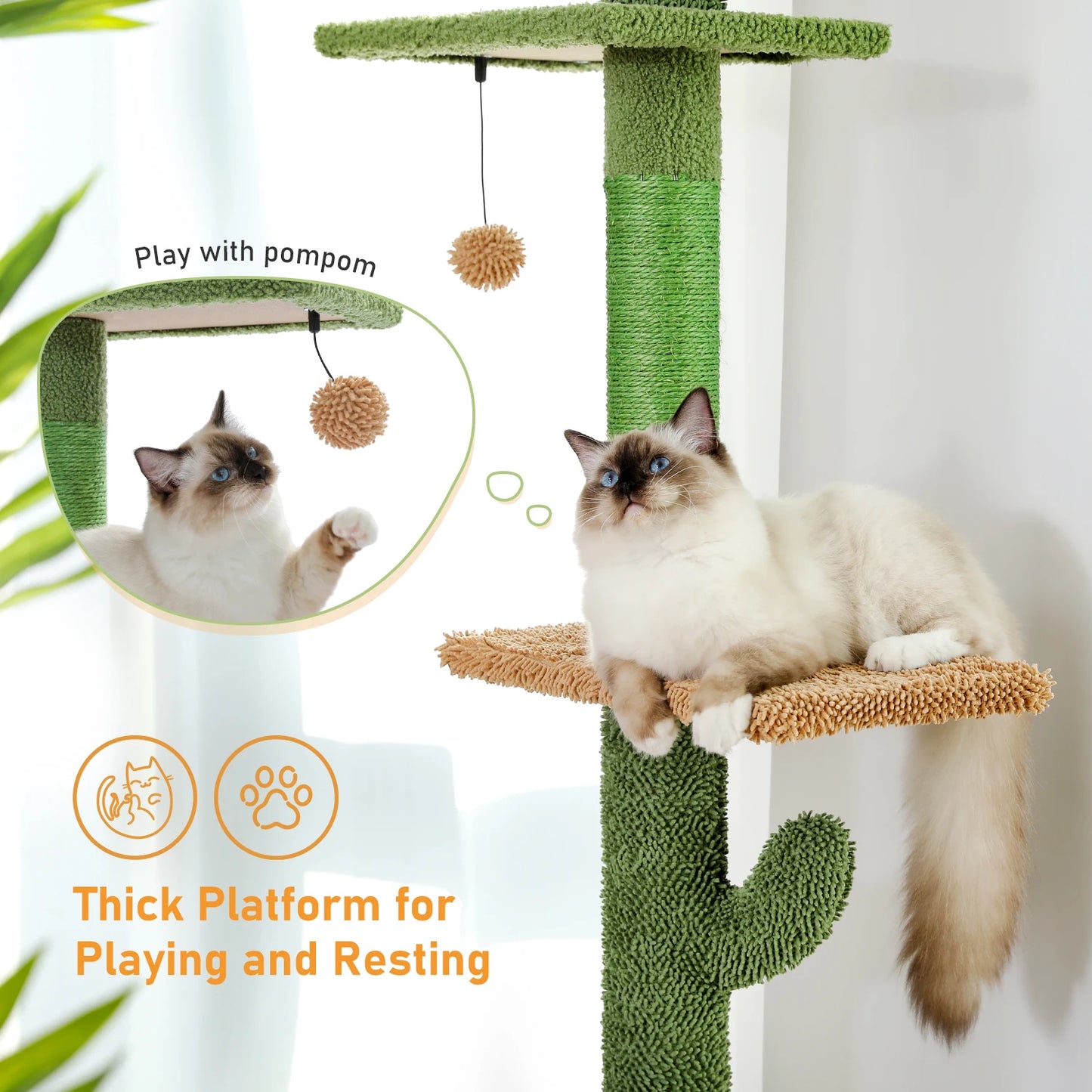 PAWZ Road Cat Tree 5 Tier Floor To Ceiling Tower