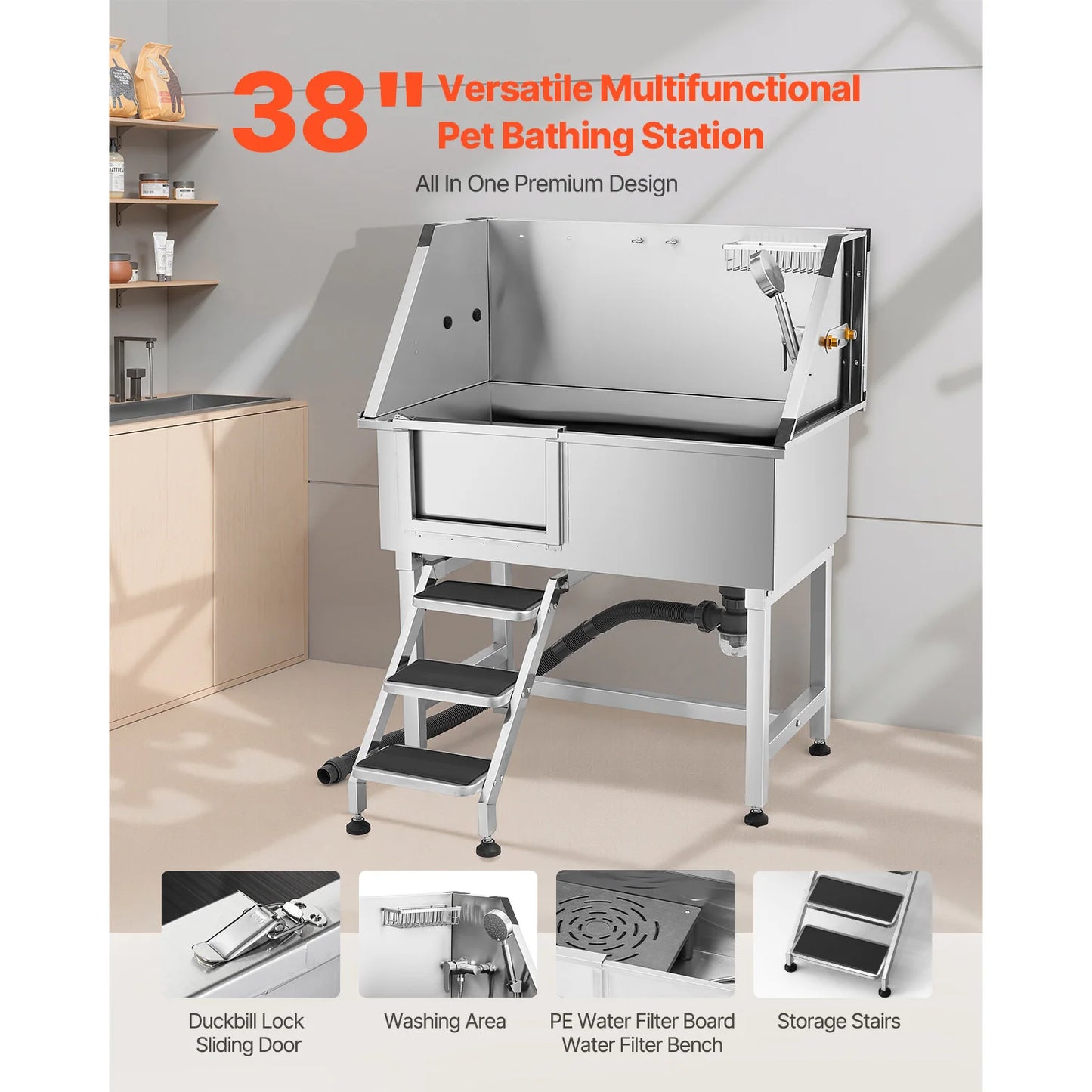 Stainless Steel Dog Grooming Tub And Wash Station
