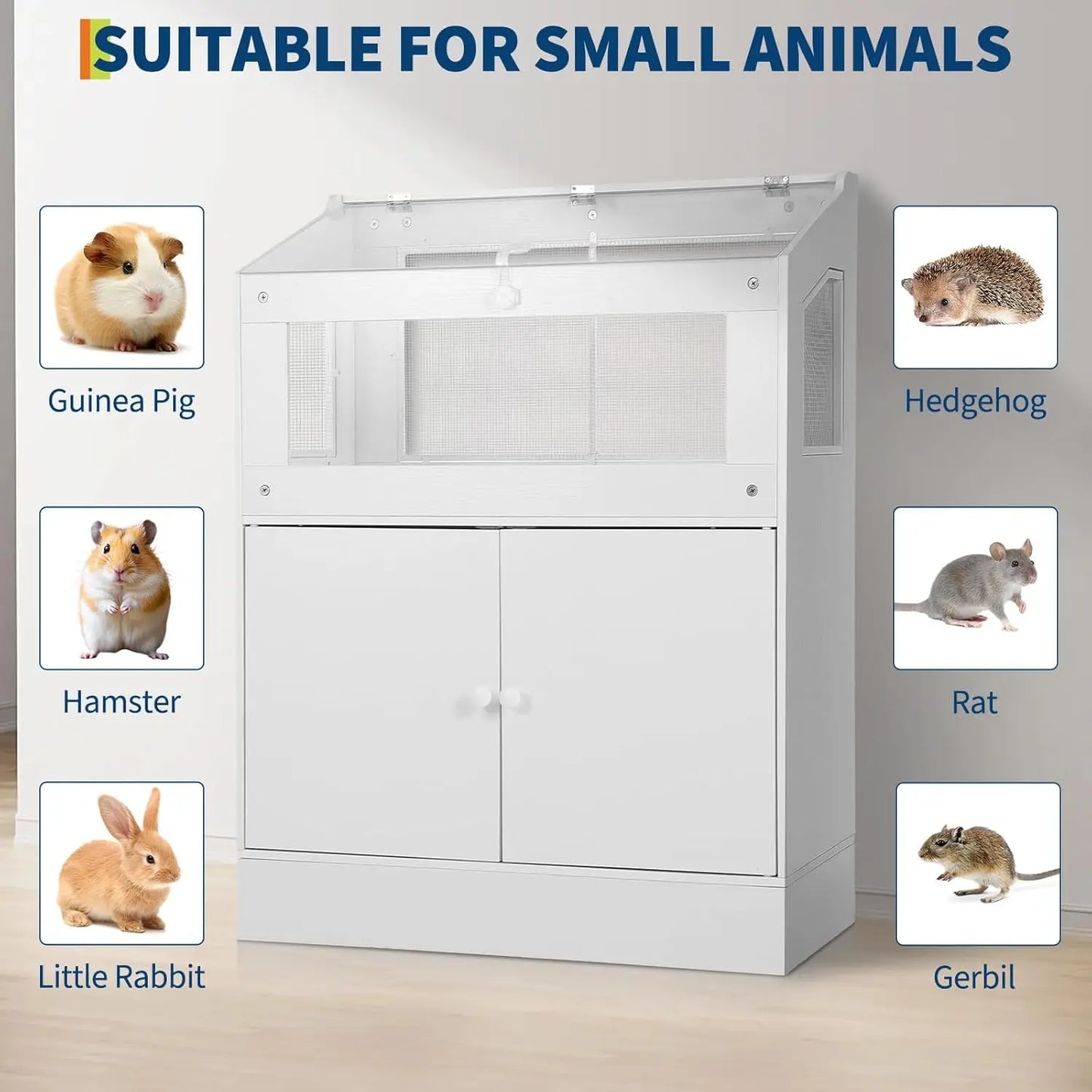 HiMISS Acrylic Animal Cage With Storage Cabinet
