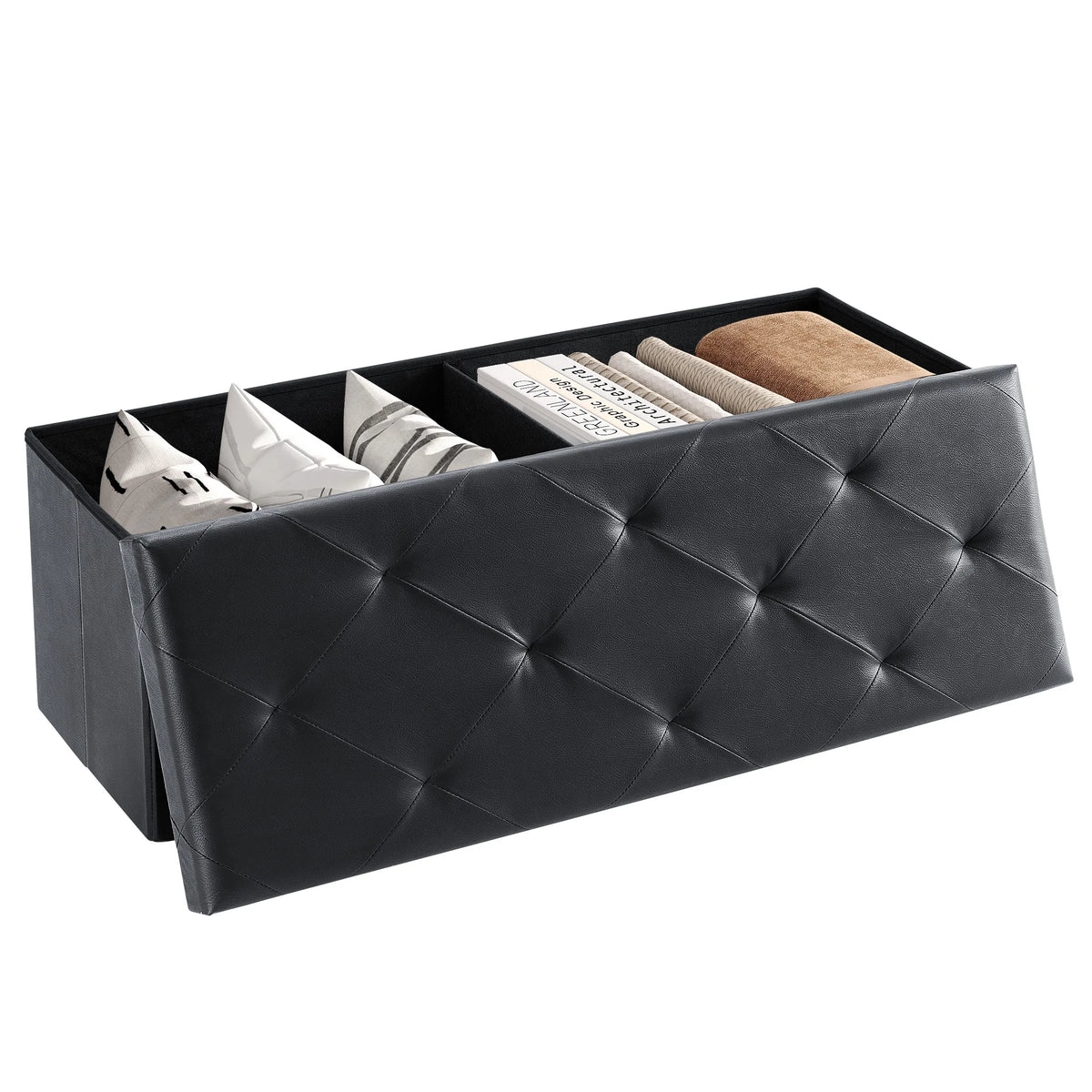 MCQ Faux Leather Ottoman Storage Bench for Home