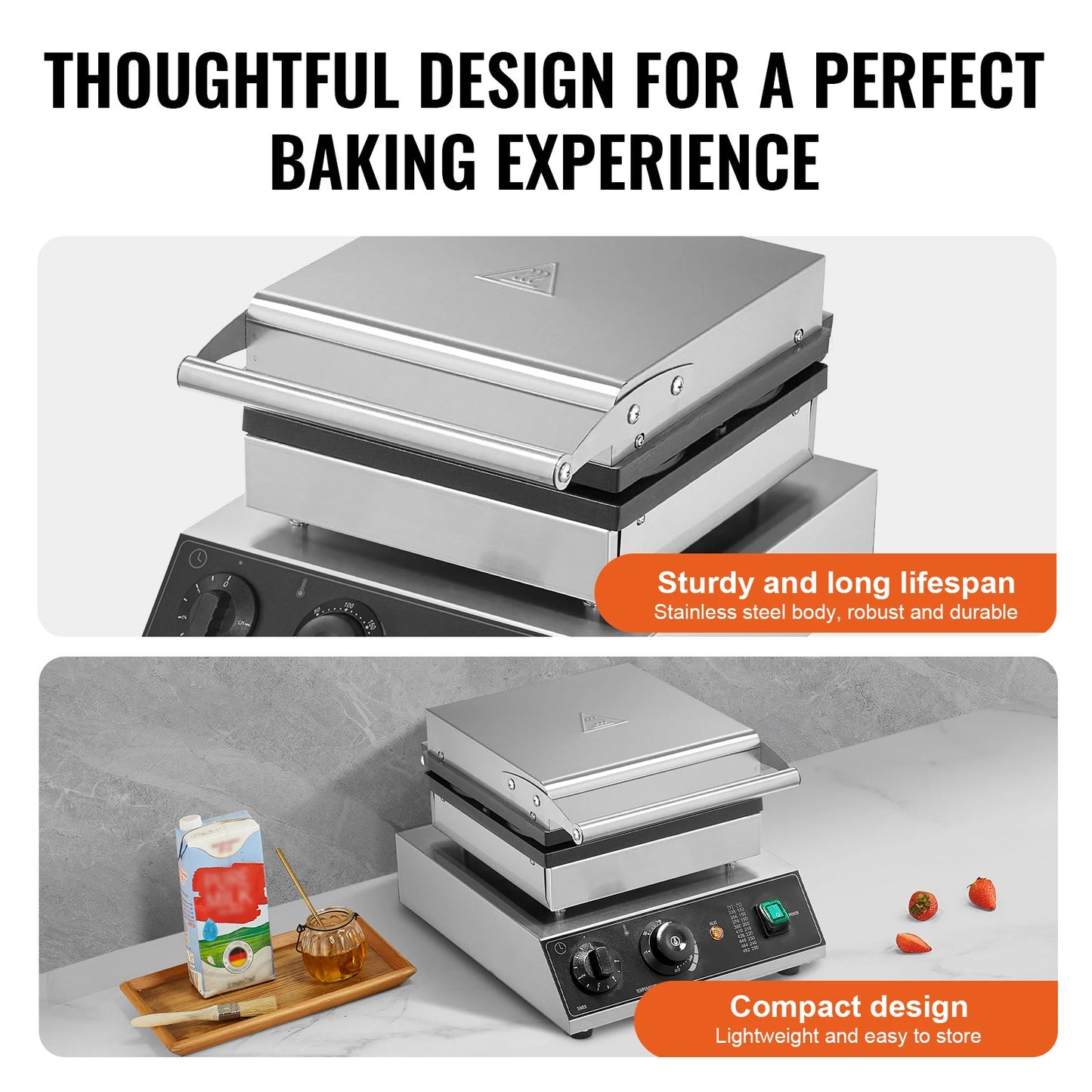 SucceBuy Commercial Waffle Maker 4 Pack 1750W Nonstick