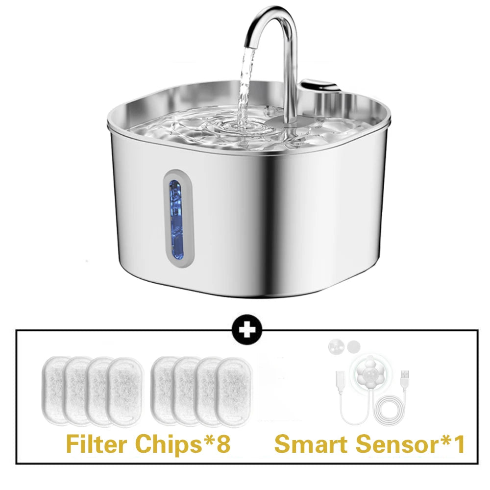 Silent Stainless Steel Pet Water Fountain For Cats And Dogs