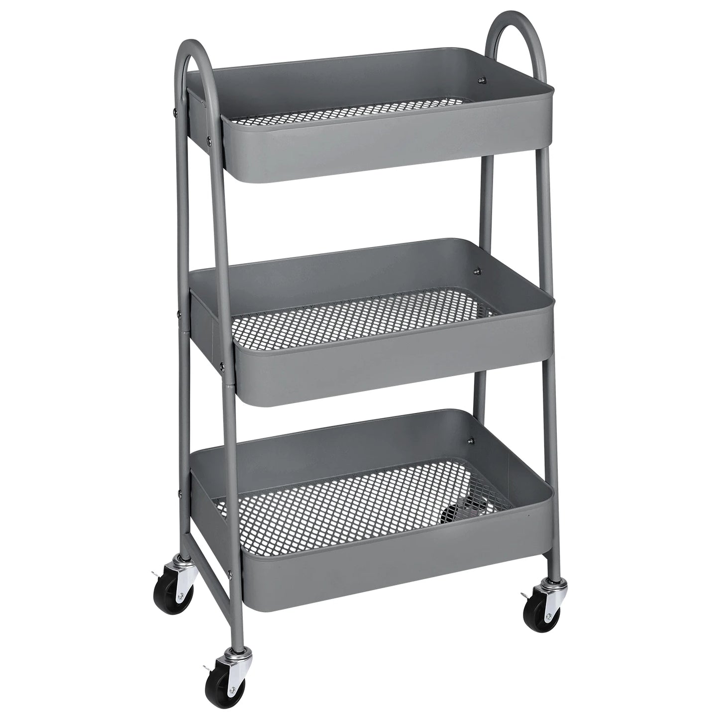 JHK 3 Tier Metal Kitchen Cart With Lockable Wheels