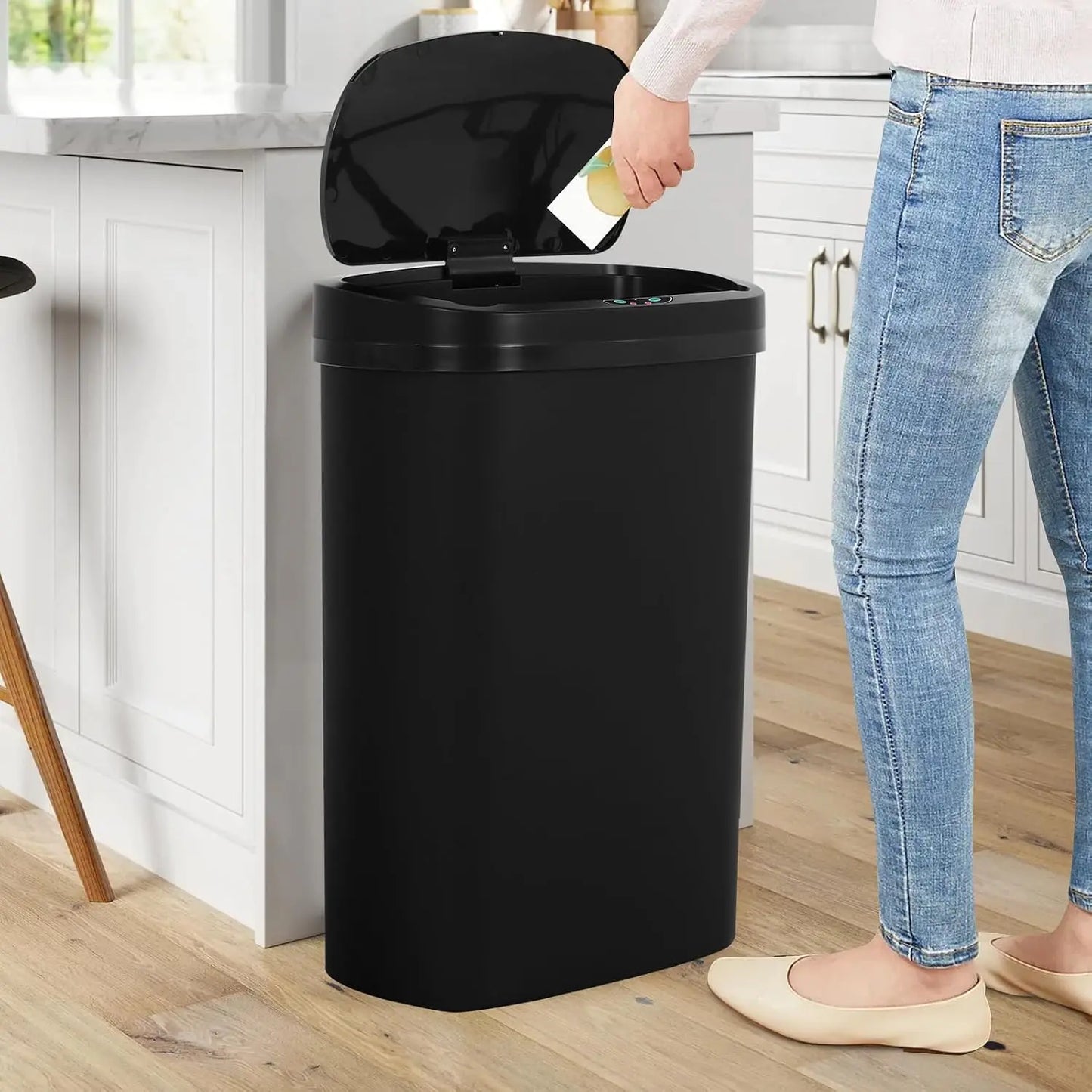 Automatic Motion Sensor Trash Can With Lid Odor Control