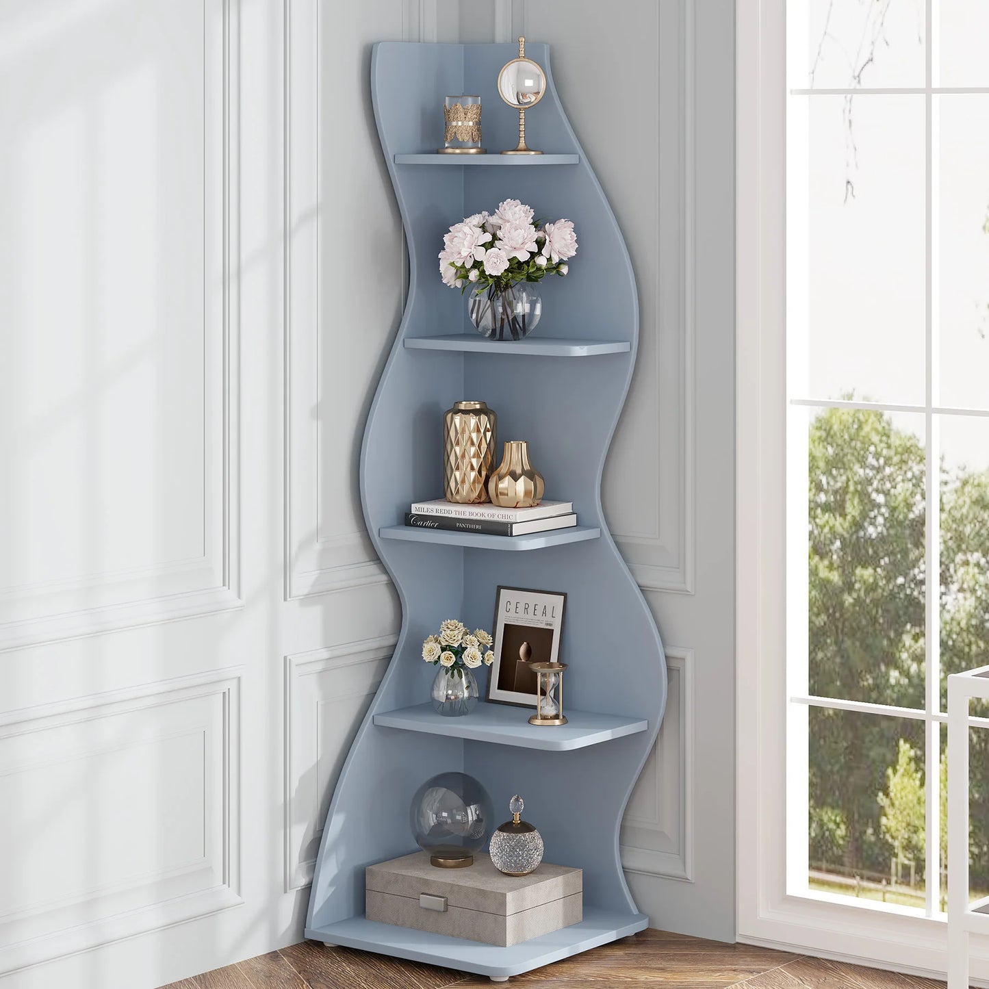 Tribesigns 5 Tier Corner Shelf Wall Bookcase Plant Stand