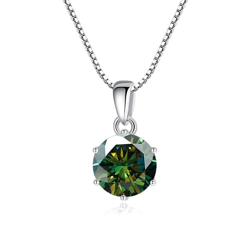 Genuine Moissanite Pendant Necklace in Sterling Silver