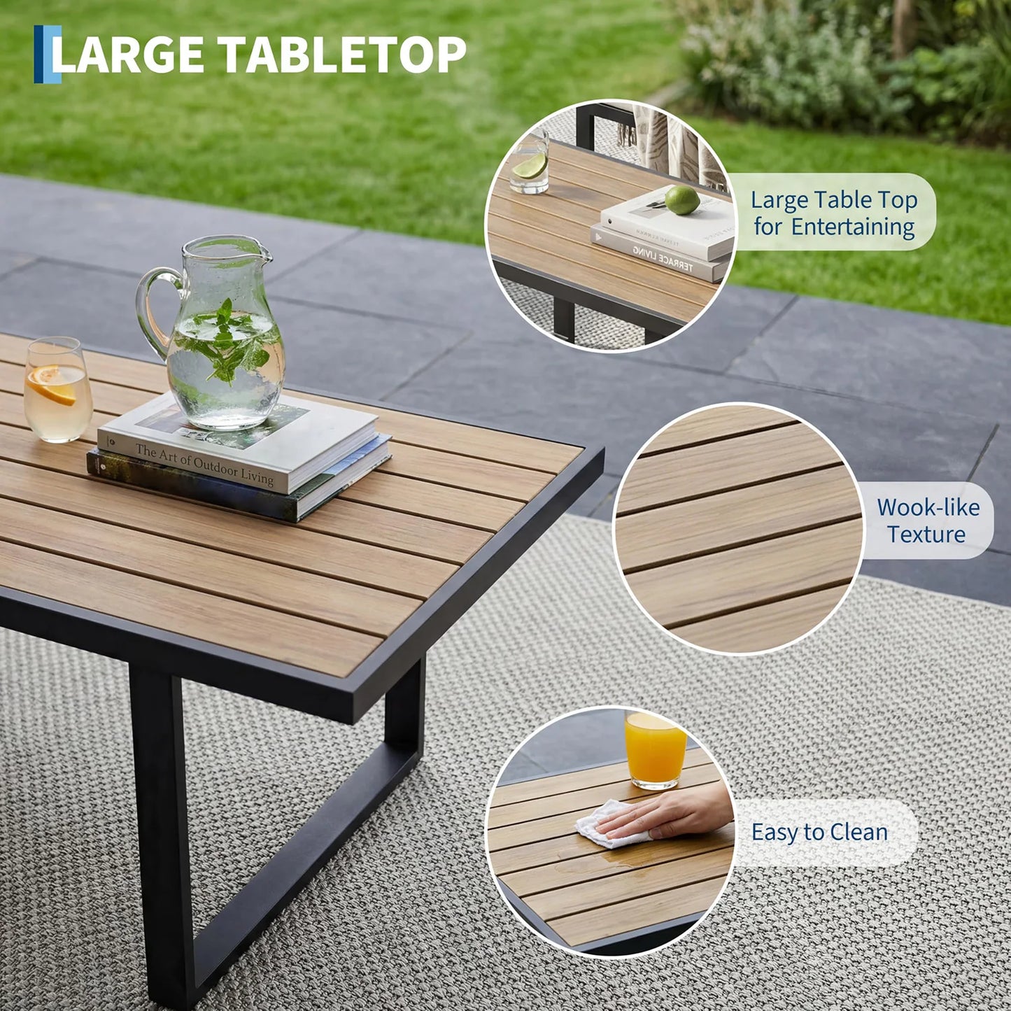 HobbyLane Modern 4-Piece Outdoor Patio Sectional Sofa With Coffee Table