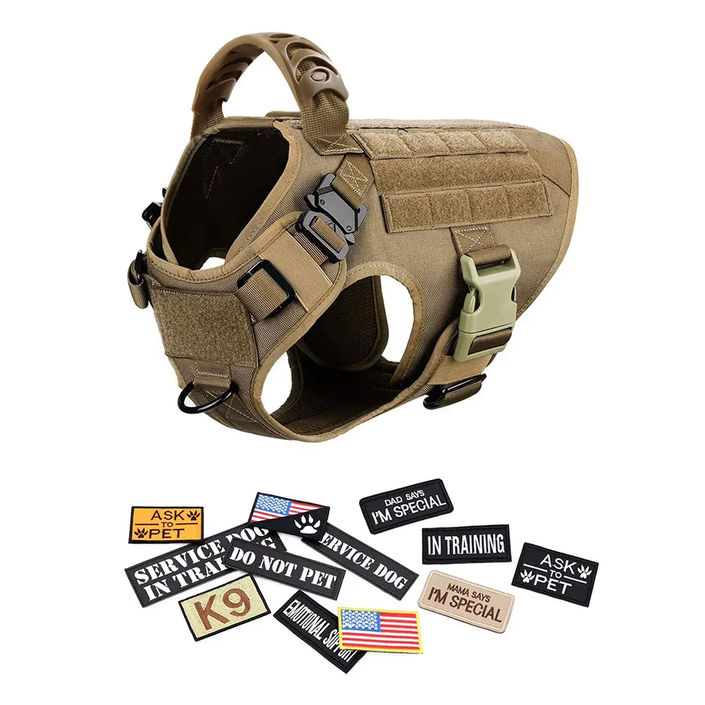 Military Dog Harness Vest Set With Patches For Malinois