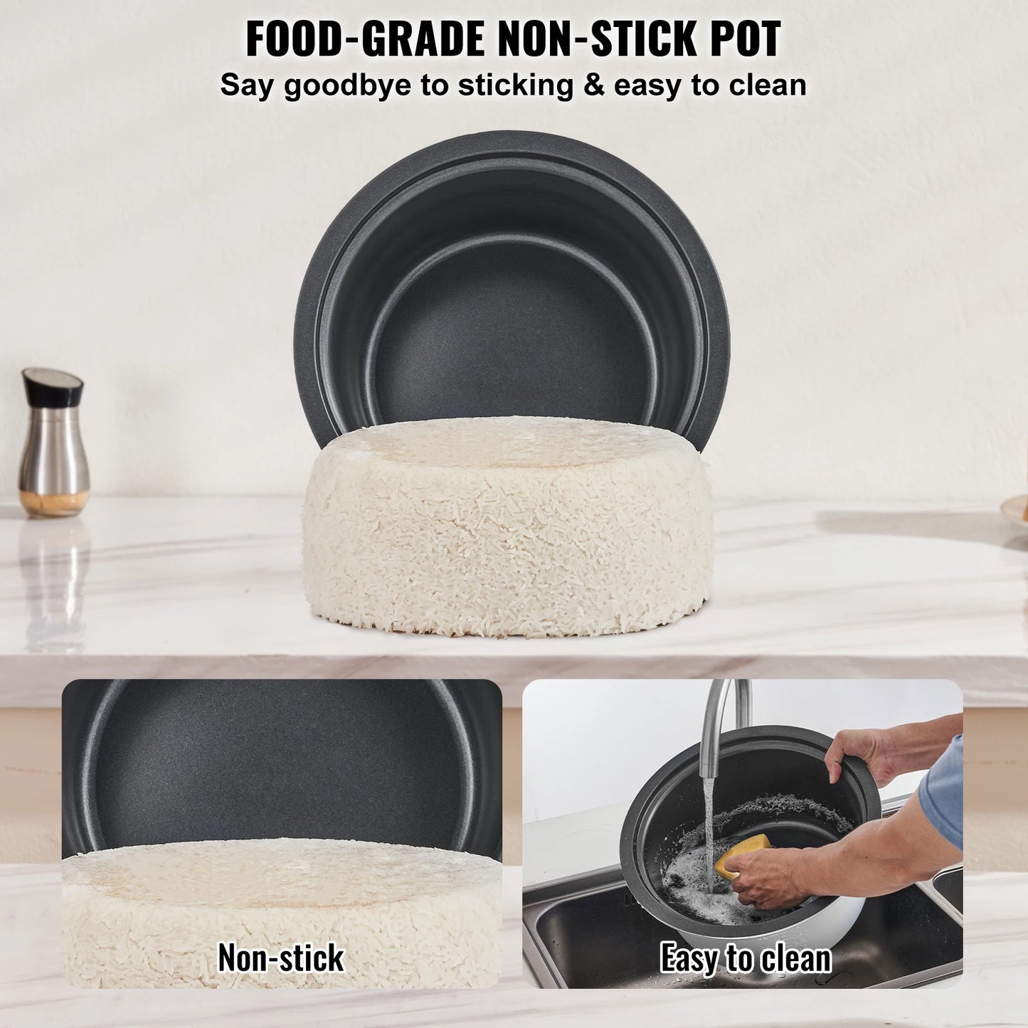 VEVOR Rice Cooker With Aluminum Nonstick Inner Pot Buffet