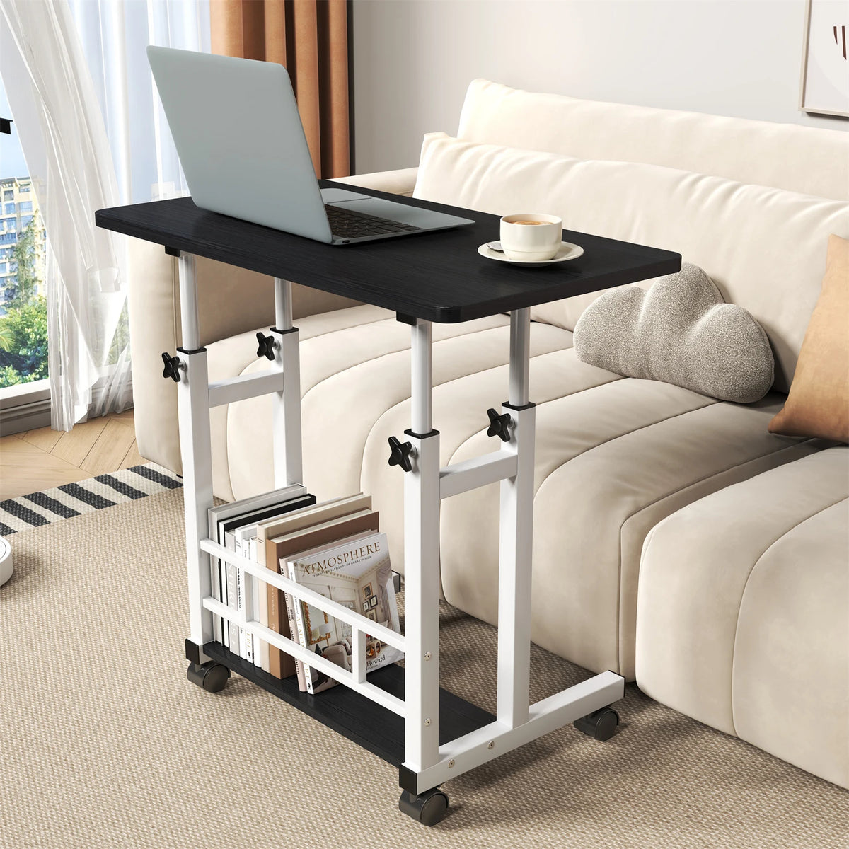 HiMISS Adjustable Mobile Standing Desk With Storage