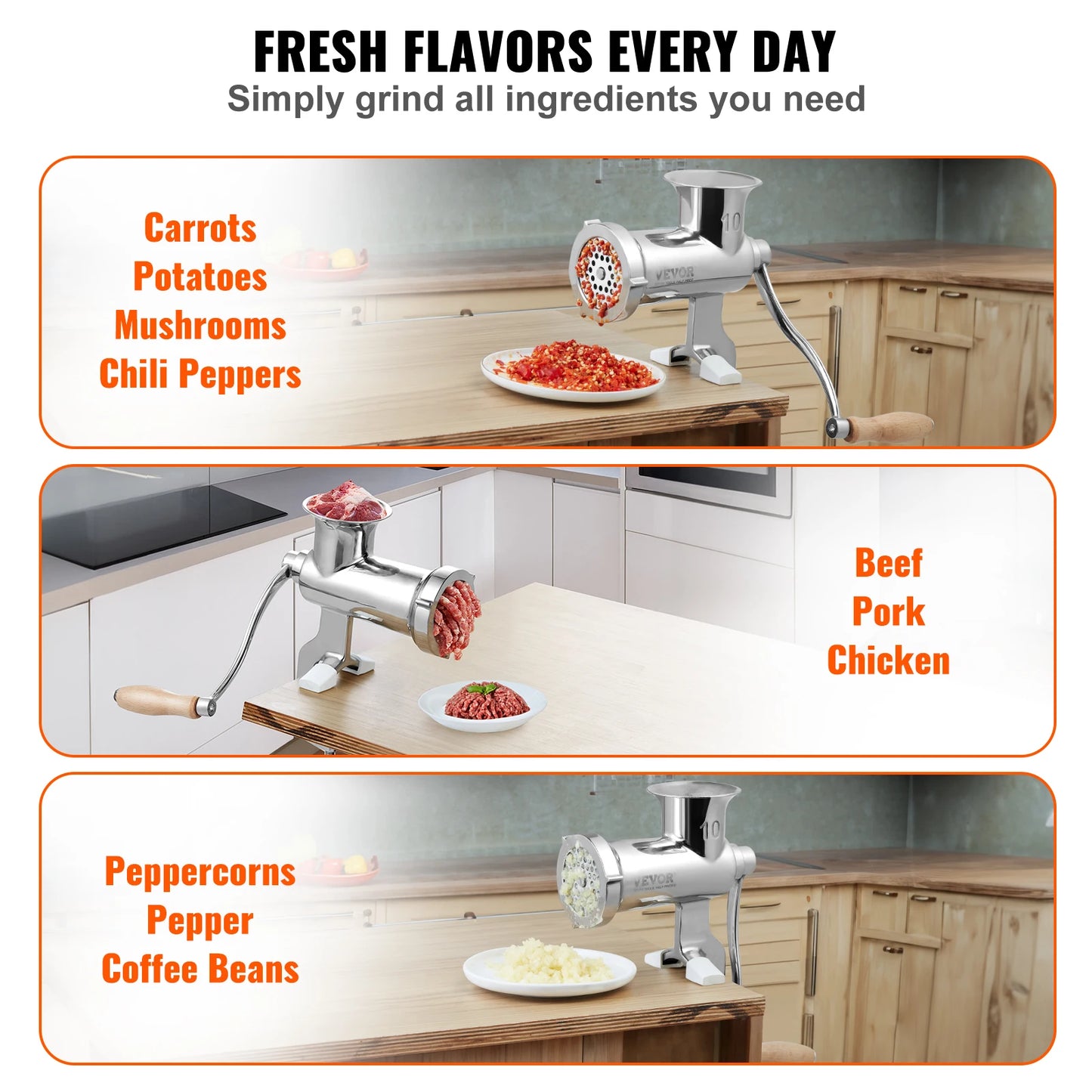 SucceBuy Manual Meat Grinder Stainless Steel Sausage Maker