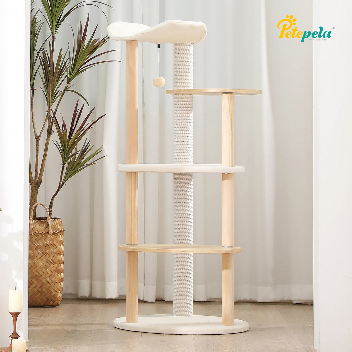 PAWZ Road Wooden Cat Tree Tower With Scratching Posts