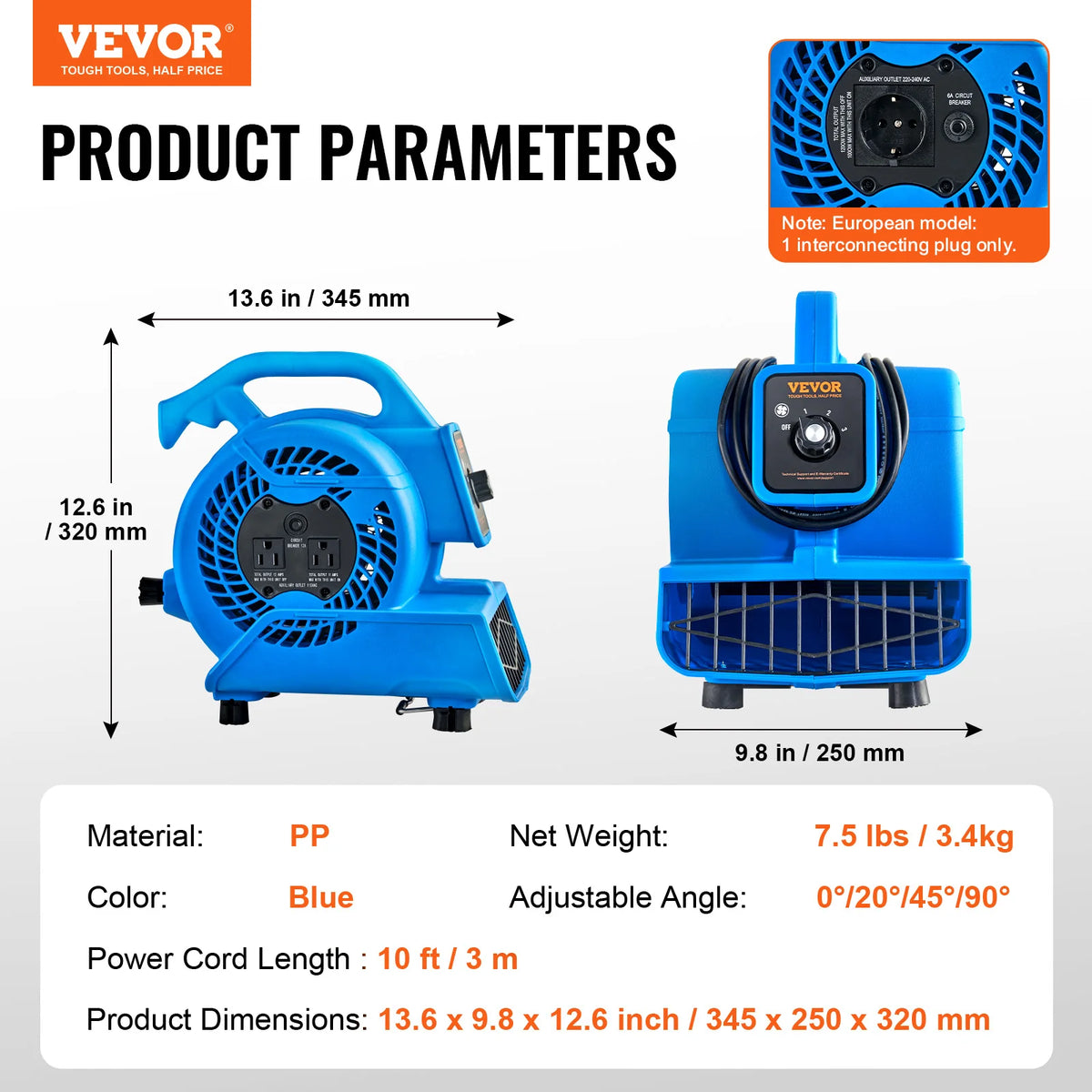 SucceBuy Portable Floor Blower Air Mover for Drying