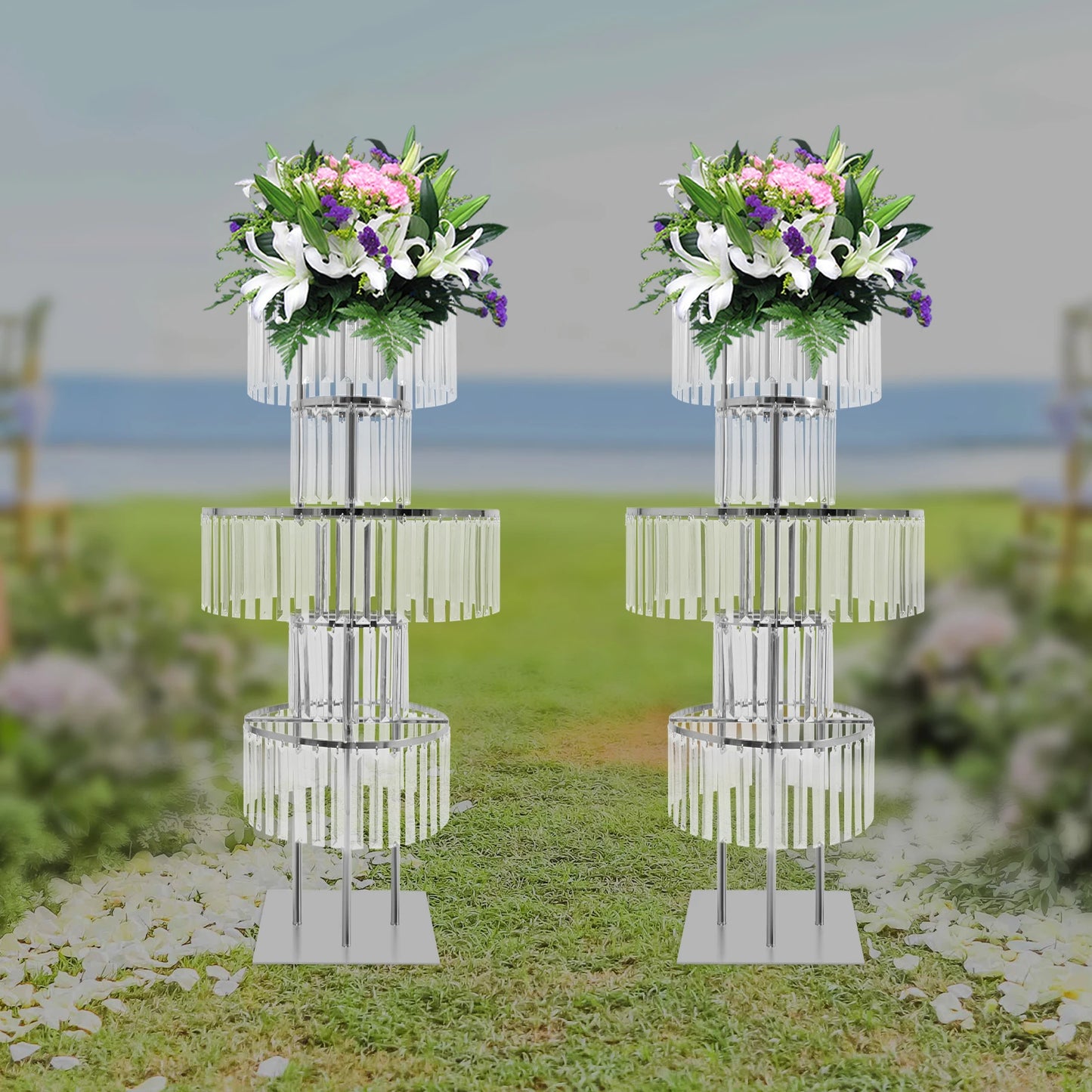 Five-Tier Crystal Flower Stand Wedding Centerpiece Display