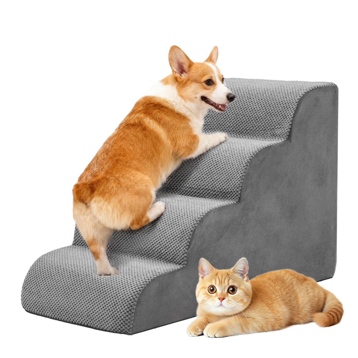 High Density Foam Dog Stairs Ramp Three To Five Steps Curved