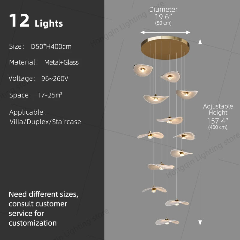 Yingxuan Luxury Staircase Pendant Light Chandelier