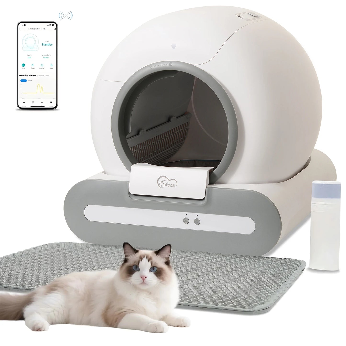 DOEL Self Cleaning Cat Litter Box App Control WiFi