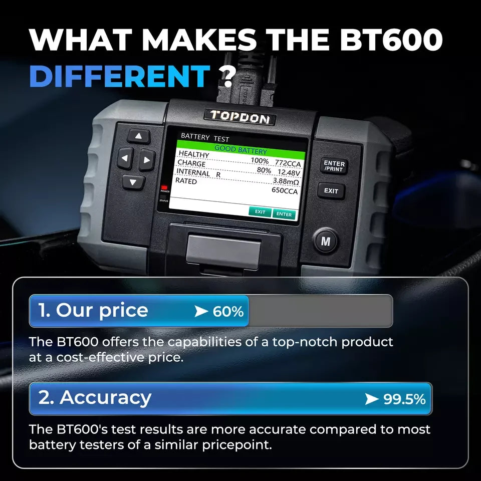 TOPDON BT600 Automotive Battery Tester With Thermal Printer