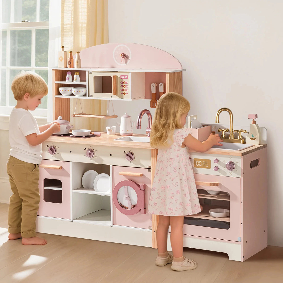 Robud Wooden Kids Play Kitchen Set With Appliances