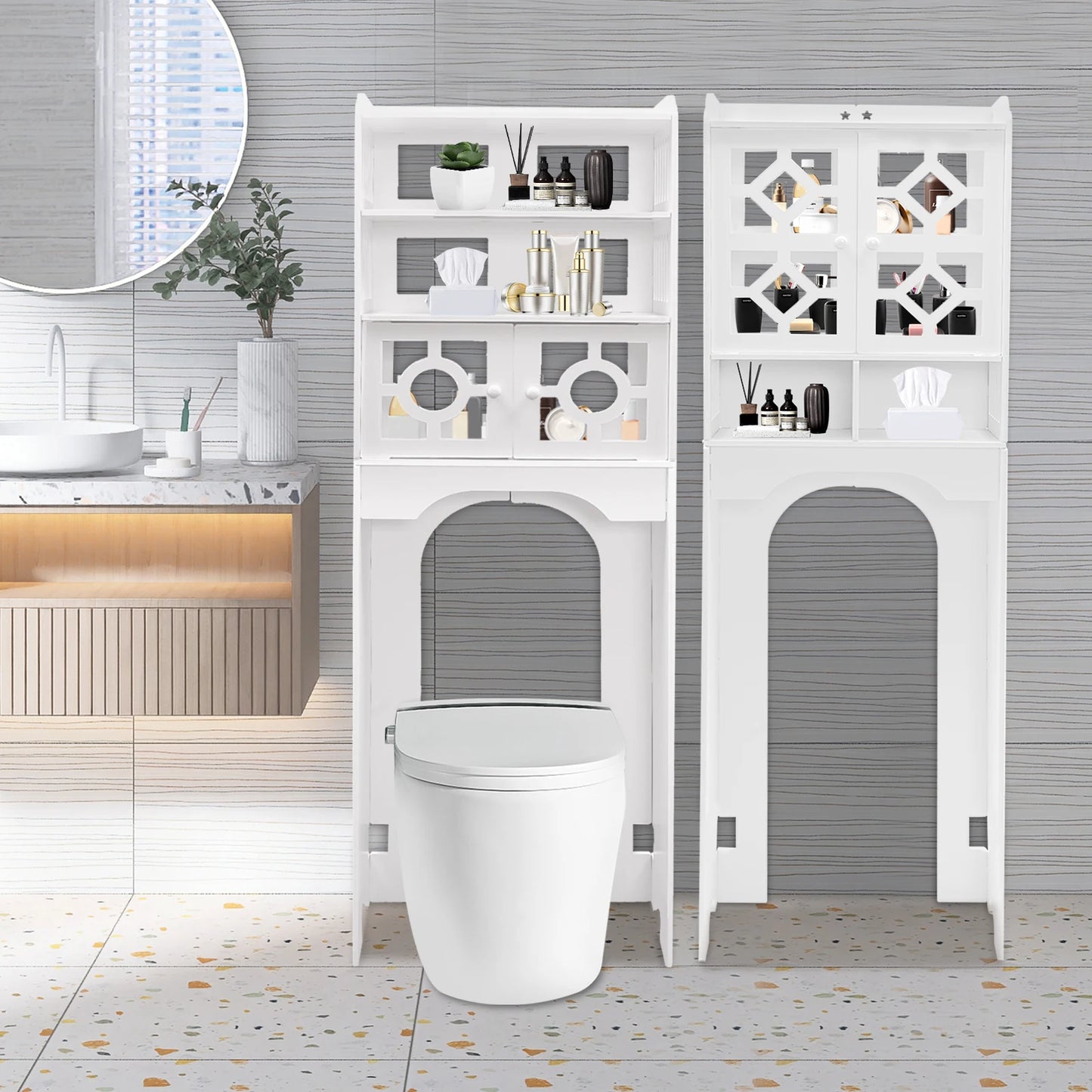 Four Tier Over Toilet Storage Cabinet Bathroom Organizer
