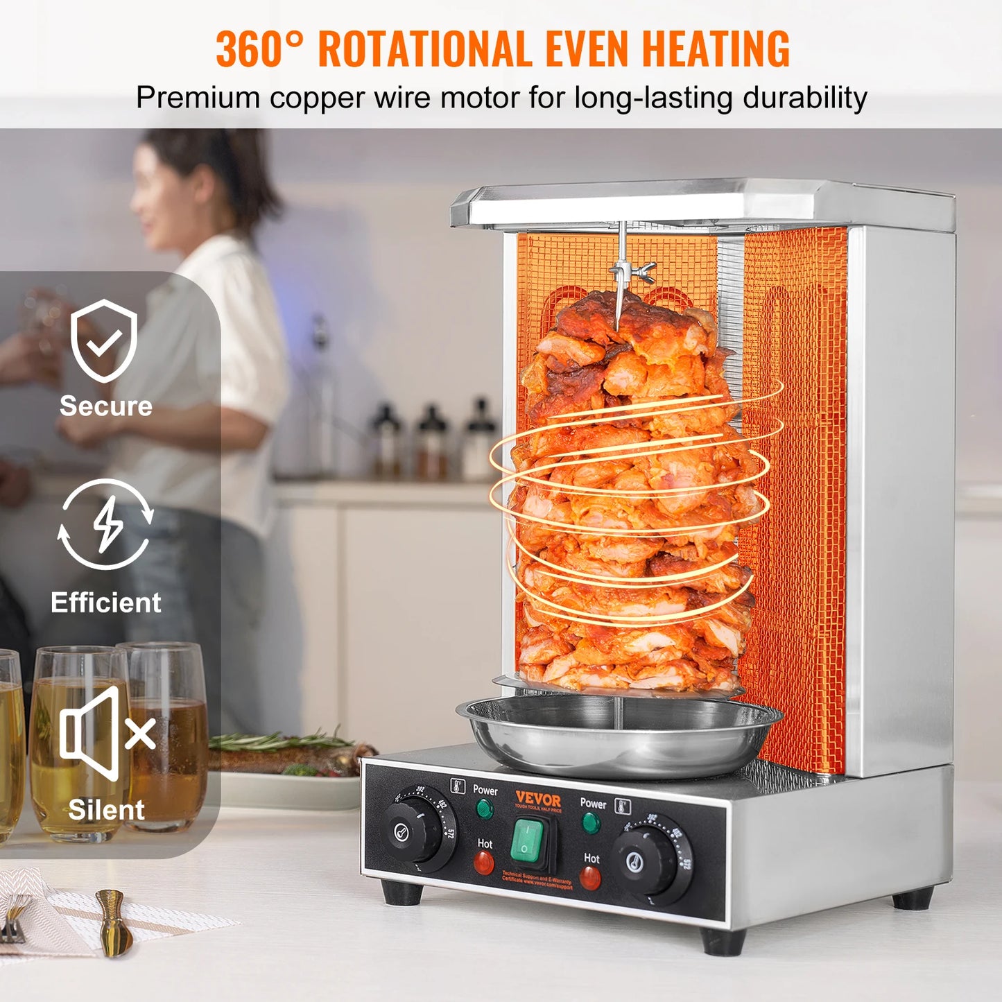 SucceBuy Shawarma Grill Machine 13lbs Vertical Rotisserie