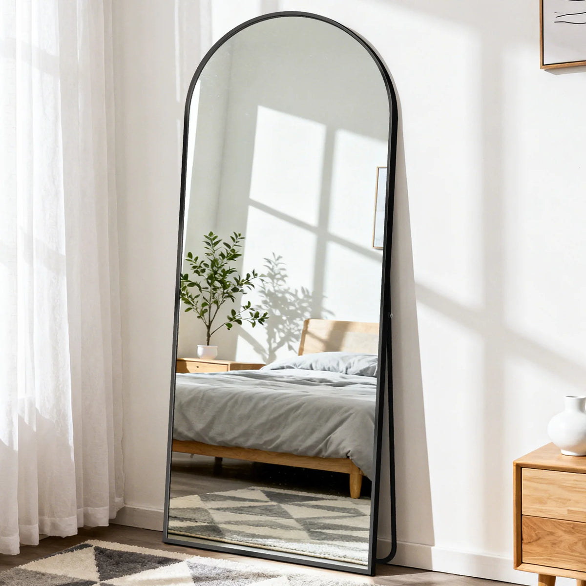 JHK Full Length Mirror With Aluminum Frame And Stand