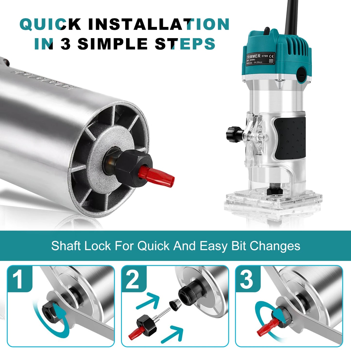 Electric Wood Router Trimmer Milling Engraving 110V