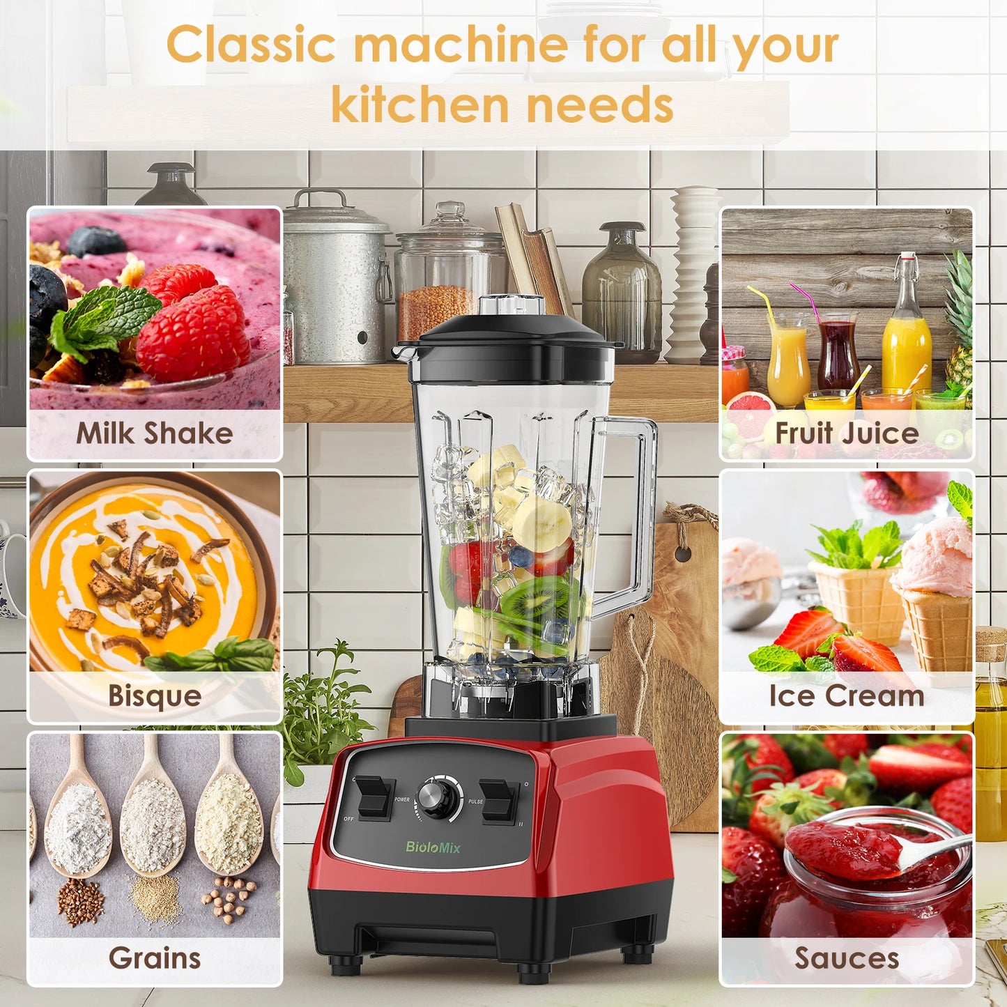 Biolomix 3HP 2200W Heavy Duty Blender Mixer Processor