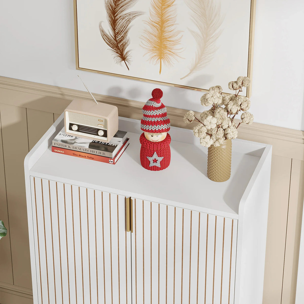 Tribesigns Five Tier Shoe Storage Cabinet With Doors