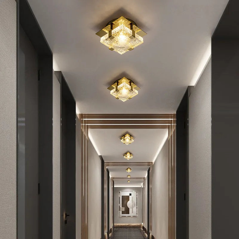 IWP Modern Crystal Ceiling Lamp Gold Finish