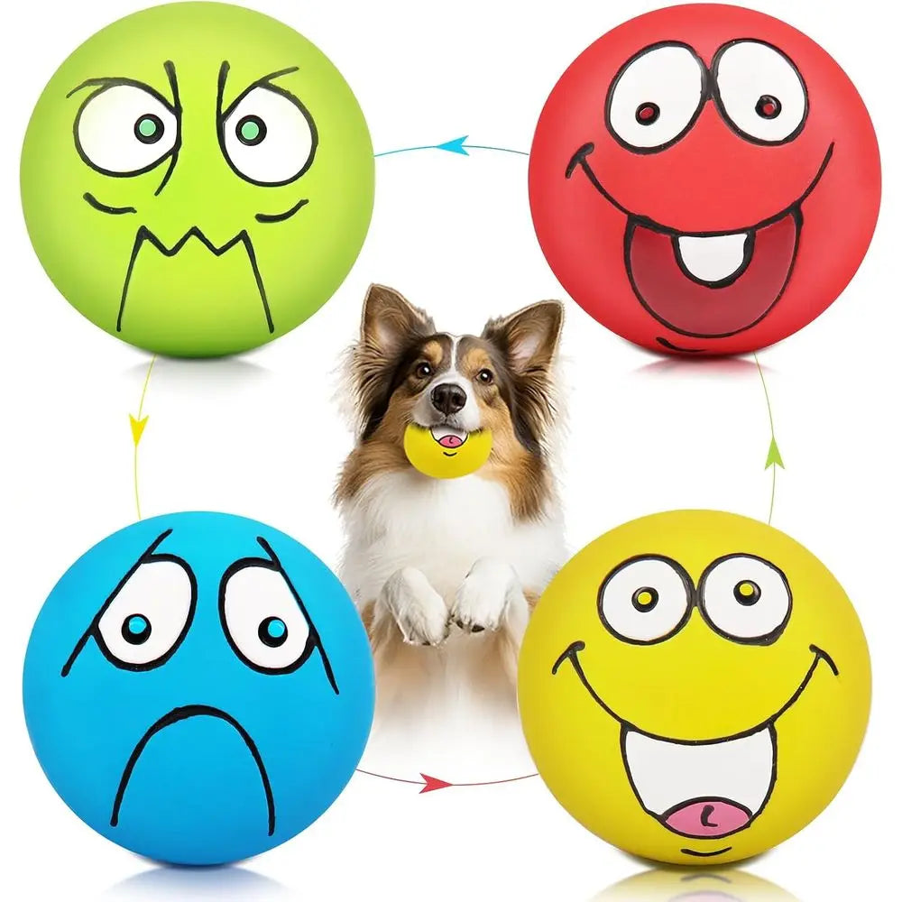 Four Pack Squeaky Dog Ball Toys For Puppies